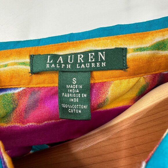 Lauren Ralph Lauren Tie-Dye India 90s Y2K Vintage 3/4 Slv Button-Down Shirt S - Picture 5 of 6